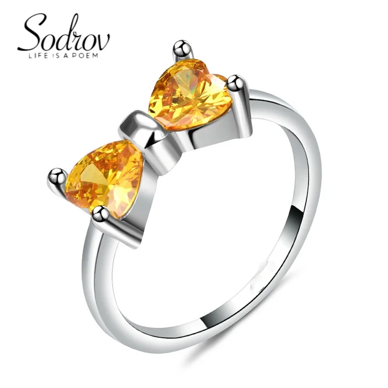 

Fashion Yellow CZ Ring Bow Shape Gift Rings for Women Couple Wedding Rings Jewlery for Women Trendy Jewelry