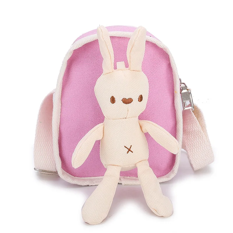 Rabbit Children's Small Square Shoulder Bag Cute Kids Coin Purse Phone Pouch Handbags Wallet Lovely Girls Canvas Crossbody Bags
