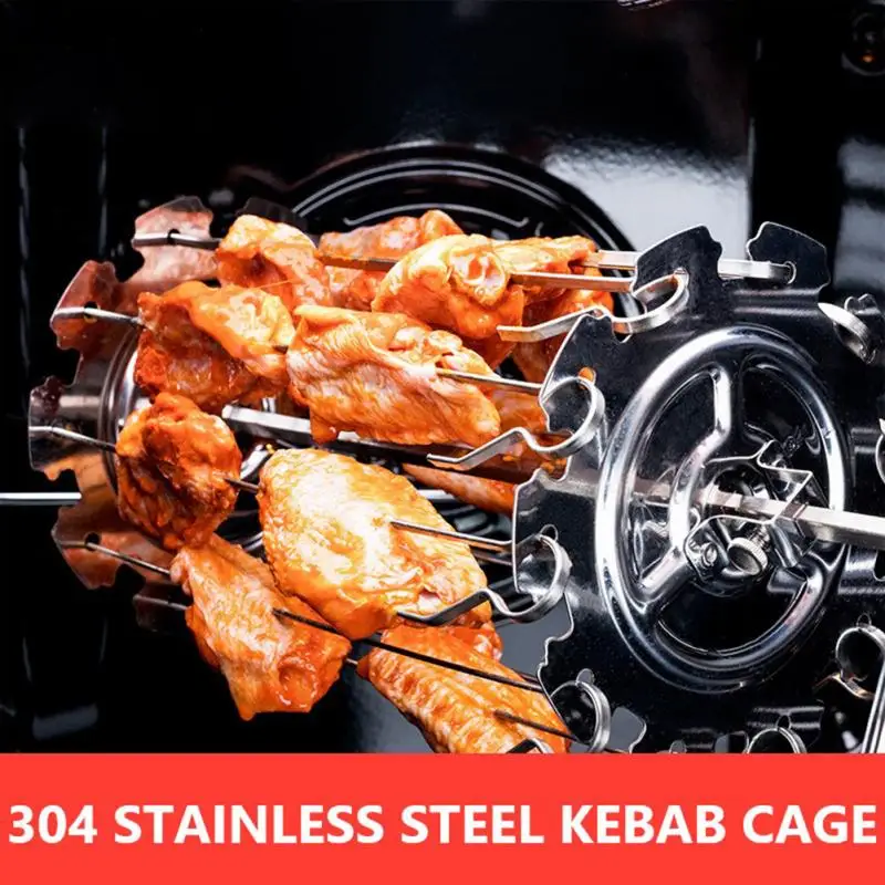 

BBQ Kebab Cage DIY Barbecue Rack Electric Oven Kebab Maker Stainless Steel Rotating Grilling Rod Home Kitchen BBQ Accessories