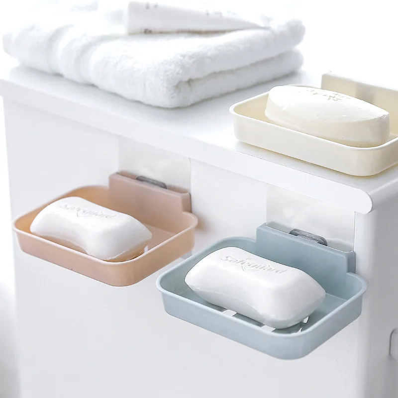 

2172 Seemless Soap Dish Magic Seemless Stickers Suction Wall Water Draining Soap Box Bathroom Bathroom Storage Shelf