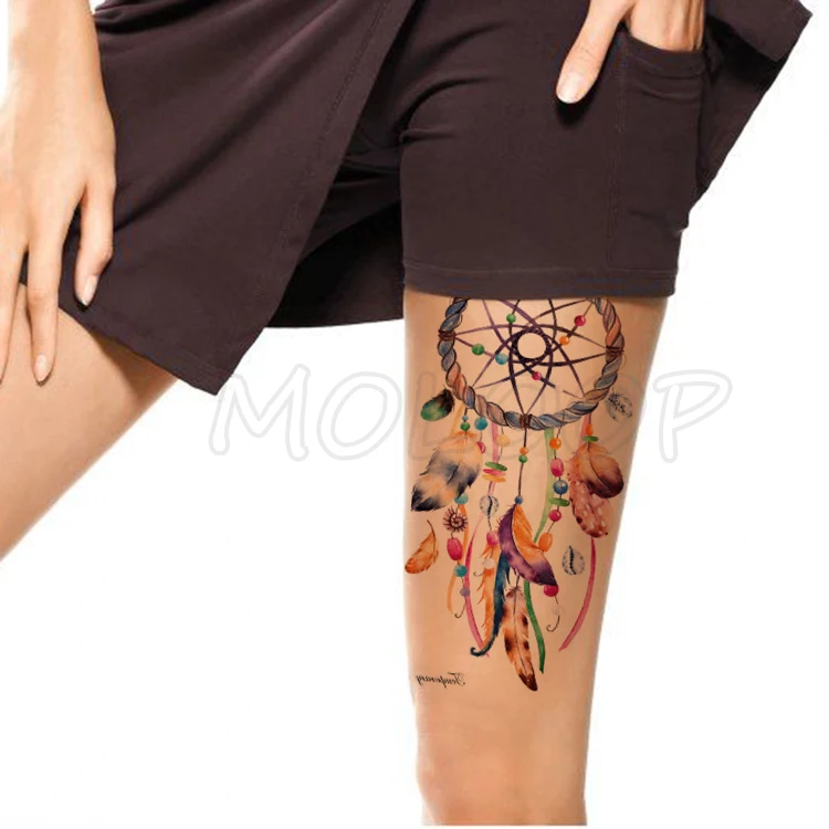 

Color Dreamcatcher Gem Feather Tattoos Stickers Women Body Waist Arm Art Tattoos Temporary Girls Butterfly Tatoos Rose Chains