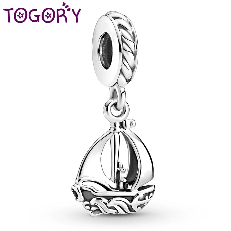 

2Pcs/Lot Silver Color Sailboat Charm Beads Pendant Fit DIY Original Bracelets Necklaces For Women Jewelry Making Special Offer