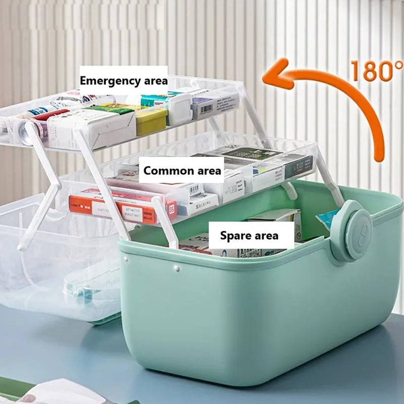 

Organizer Box Three Layer Plastic Handled Storage Box Case with Lid Sewing Craft Box Organizer First Aid Medicine Box 28x16CM