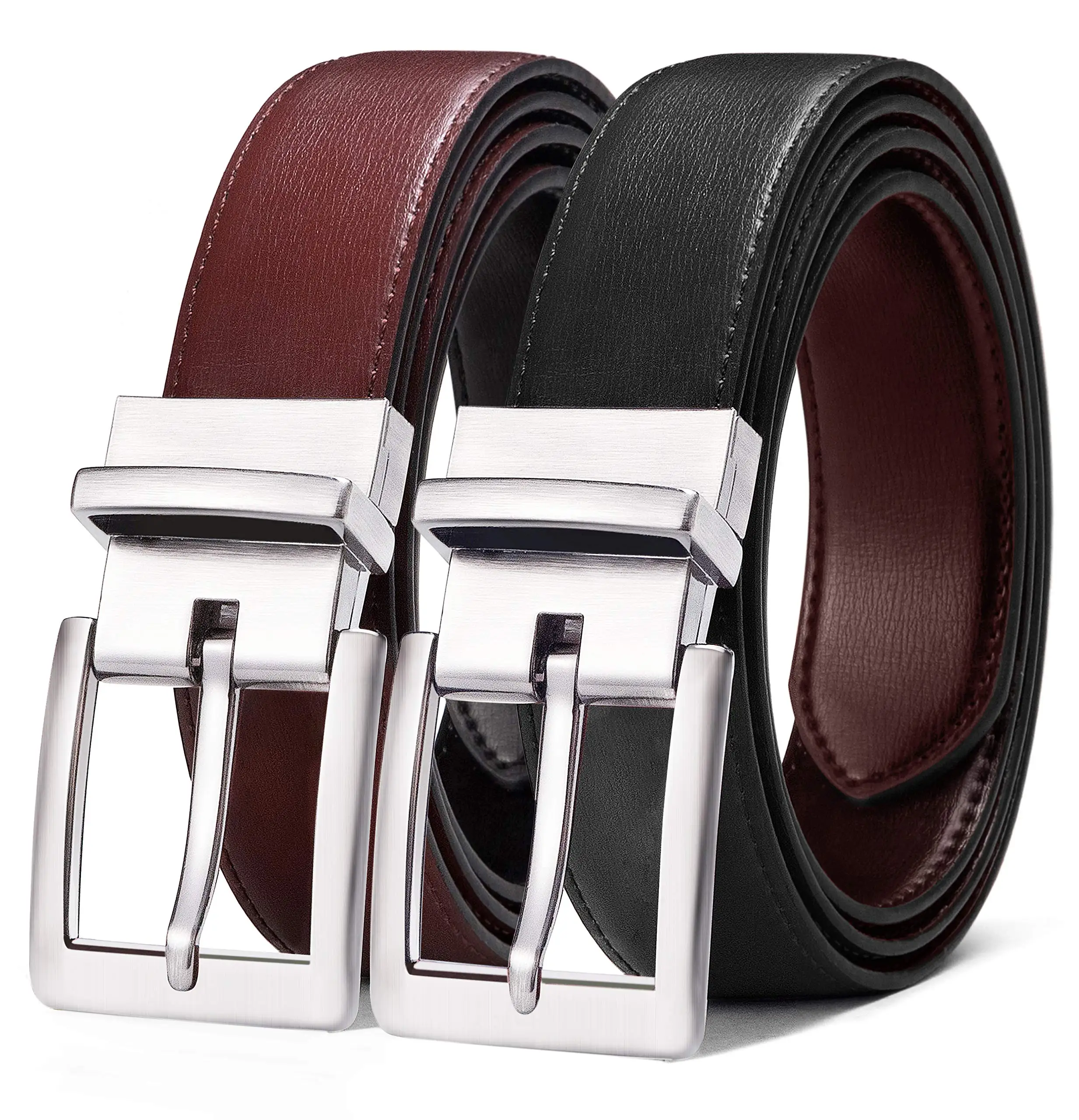 

Men's Belt,Bulliant Leather Reversible Belt 1.25" For Mens Casual Golf Dress,One Belt Reverse For 2 Sides