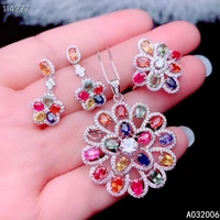 kjjeaxcmy fine jewelry 925 sterling silver natural color sapphire earrings ring pendant luxury ladies suit support testing
