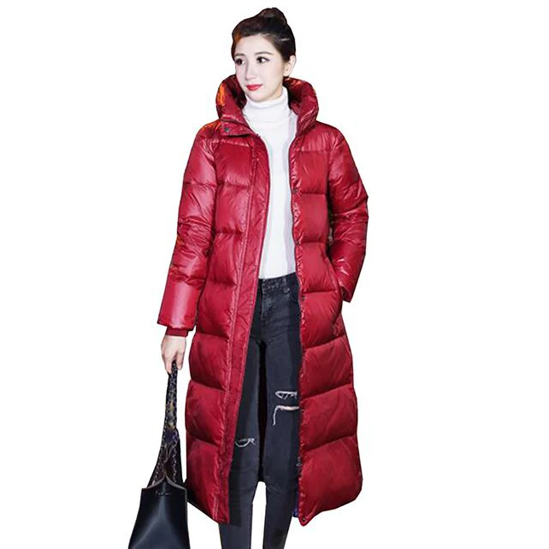 

90% White Duck Down Jacket 2019 New Women Winter Jacket X-Long Thick Down Coat Women Hooded Slim Warm Parka Snow Outerwear