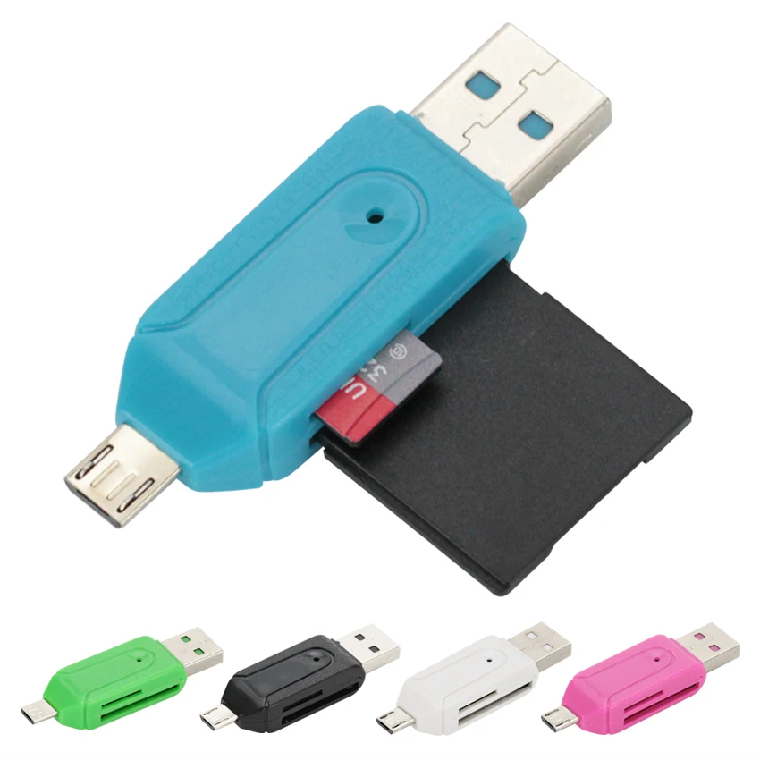 2 in 1 usb otg card reader micro usb otg tfsd card reader phone extension headers flash drive adapter for smartphone computer free global shipping