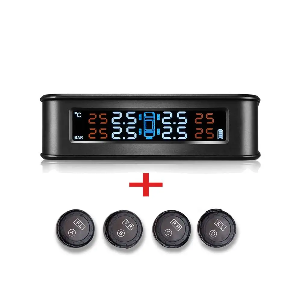 

Wireless Solar TPMS LCD Car Tire Pressure Monitoring System+4 External Sensors 85*95MM ABS+PC External Sensors