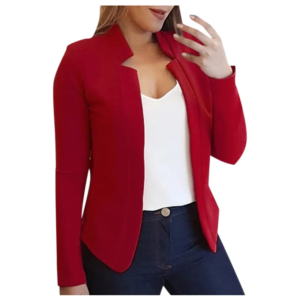 

Women Thin Office Lady Lapel Long Sleeved Coat Suit Slim Cardigan Casual Tops