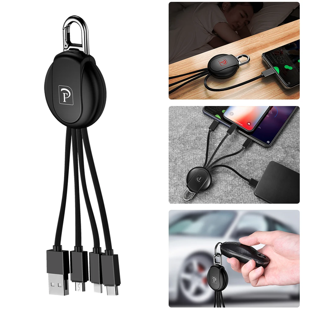 USB кабель 3 в 1 с подсветкой для iPhone 11 X Xiaomi Huawei Samsung|Кабели мобильных телефонов| |