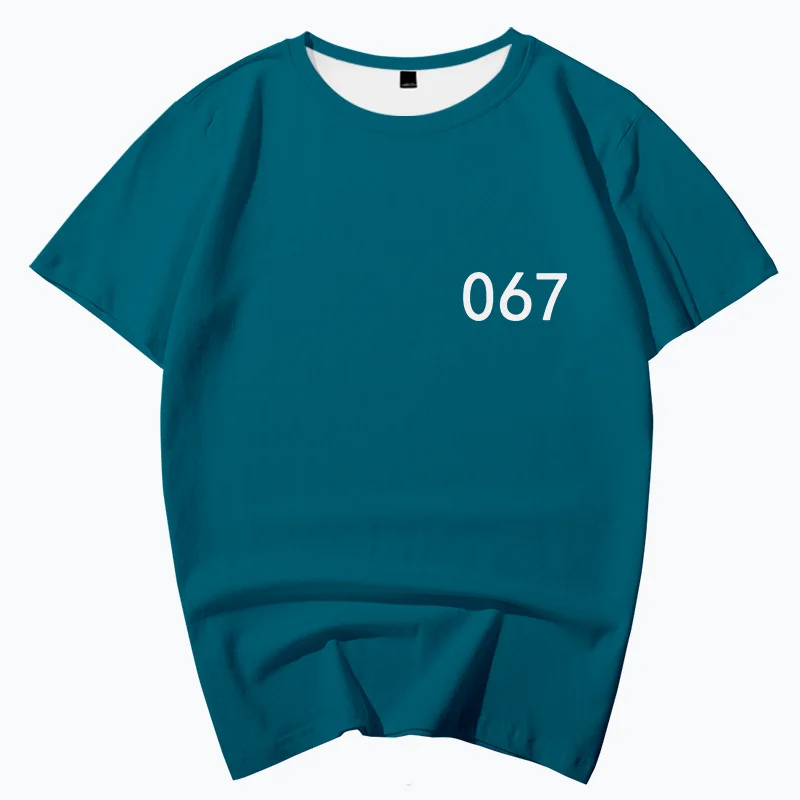 

Squid Game Summer 3D T-shirt Men's and Women's Top Casual Hip Hop Children's T-shirt Casual Boys and Girls Blue Top