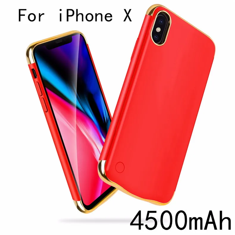 Для iPhone X XS зарядный чехол Капа тонкий обшивка противоударный чехол для зарядного устройства для iPhone XR XS Max перезаряжаемый внешний аккумулятор - Цвет: IX-Red