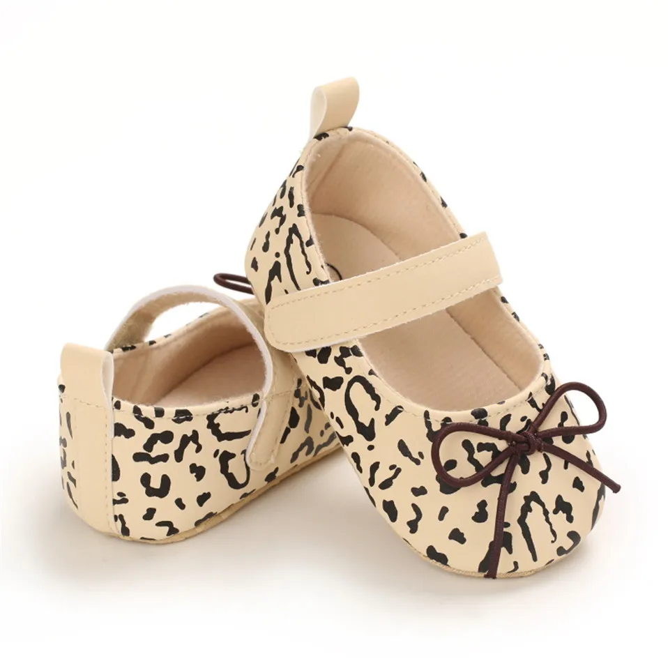 Zapatos de leopardo para ni&ntilde;as reci&eacute;n nacidas, zapatos de princesa antideslizantes de fondo suave, informales, nuevos-2