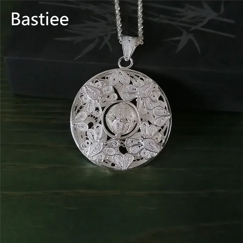 Женское ожерелье из серебра 999 пробы с бабочкой|Подвески| |