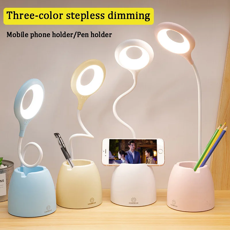 

LED Desk Lamp USB Charging Bedside Table Lamp Living Room Badroom Decor reading Night light With Multi Function Pen Holder