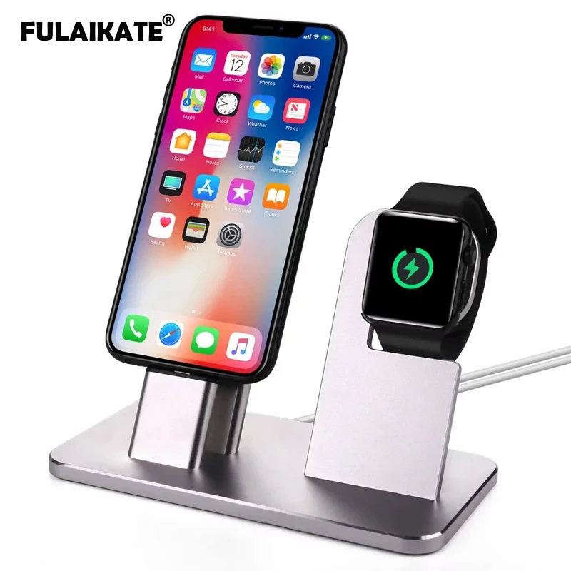 Металлическая подставка FULAIKATE для Apple Watch Series 3/2/1 Подставка зарядки iPhone Xs Max 6/7/8 Plus