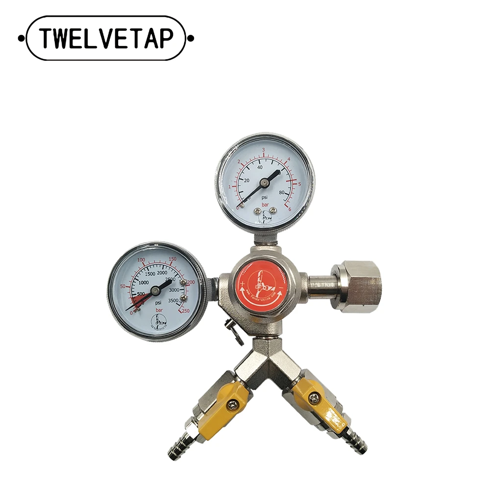 

TWELVETAP Dual port CO2 Regulator for Homebrew Soda Draft Beer Kegerator Kegging Set CO2 Pressure relief valve Pressure Reducer