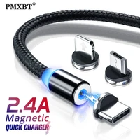 2 4a magnetic usb cable fast charging for xiaomi samsung note 9 qc 3 0 charger type c cord mobile phone micro cable magnet usb