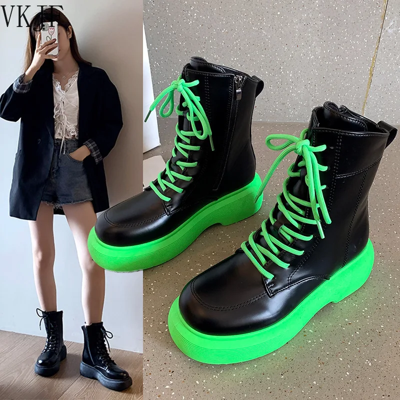 

Fashion Martin Boots Women 2021 New Summer Sponge Cake Bottom Increased Lace Up Thin Locomotive Street Boots Fashion Boots