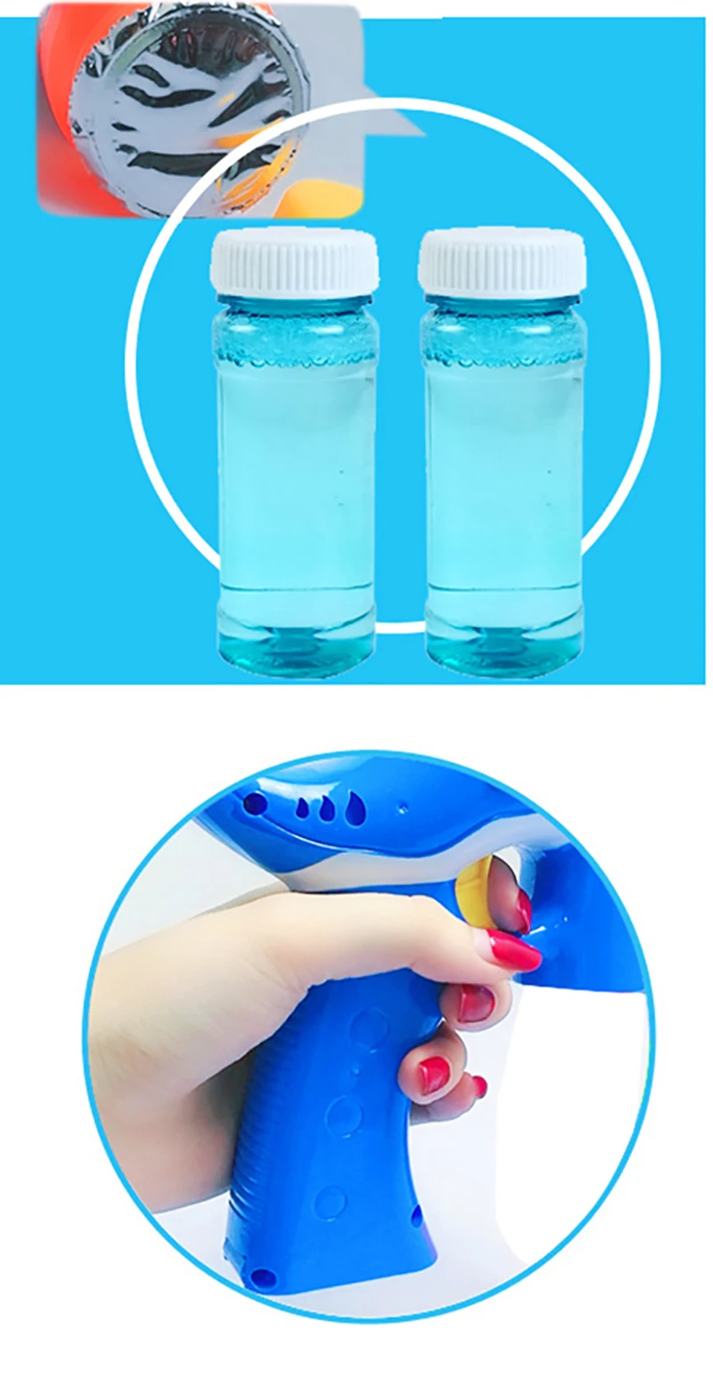 Автоматический пузырьковый пистолет с дельфинами, Два Смешанных волоса с 2 бутылочками, без пузырьков, электрические уличные детские игрушки
