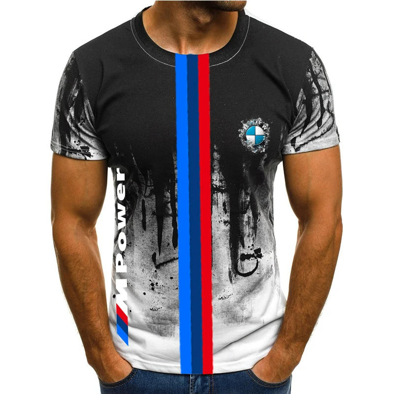 

2020 Fashion Brand Motorsport M Power men Sets Sportswear Set Fitness Summer Print Men Shorts T shirt+Pants Men's Suit