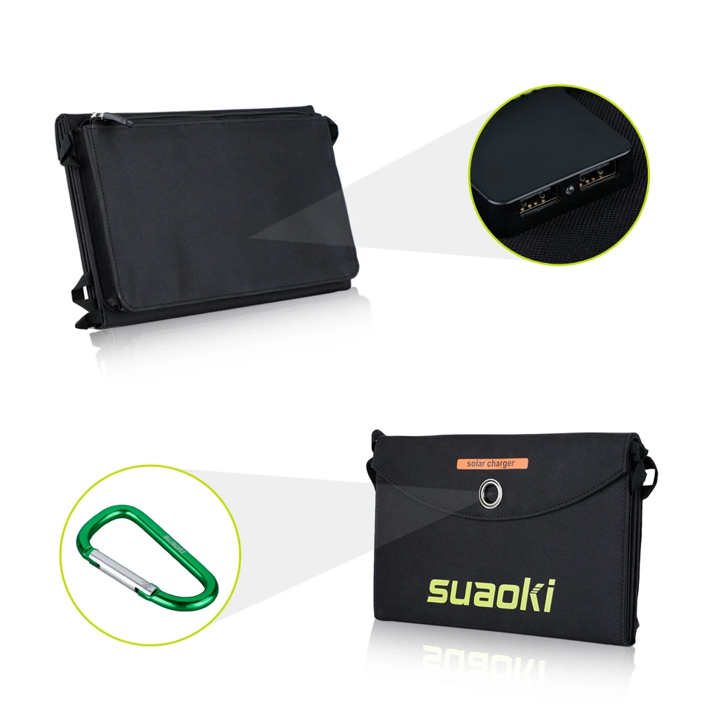 

Suaoki 25W Foldable Dual-Port Solar Charger With TIR-C Technology for Light Phone iPad Charging Outdoor Hiking Emergency Power