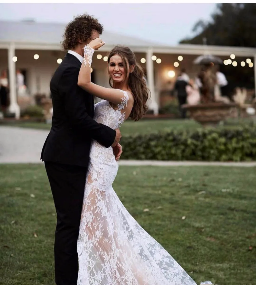 Кружевное свадебное платье-русалка в стиле бохо привлекательное кружевное