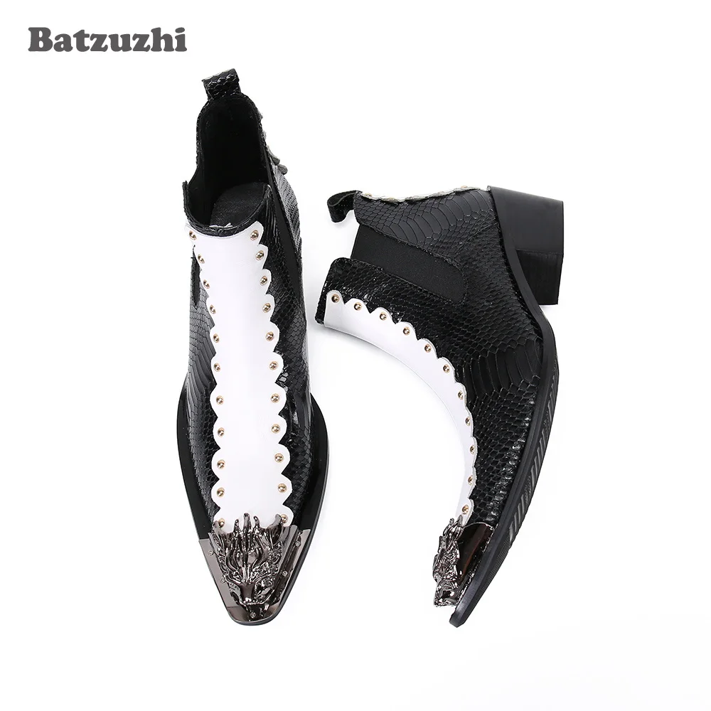 Ботинки Batzuzhi мужские на высоком каблуке 6 5 см модные полусапожки из натуральной