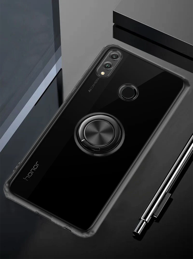 Для huawei Honor 8X чехол Honor8X бизнес с кольцом для пальцев магнетизм держатель прозрачный чехол для huawei Honor 8X чехол для телефона