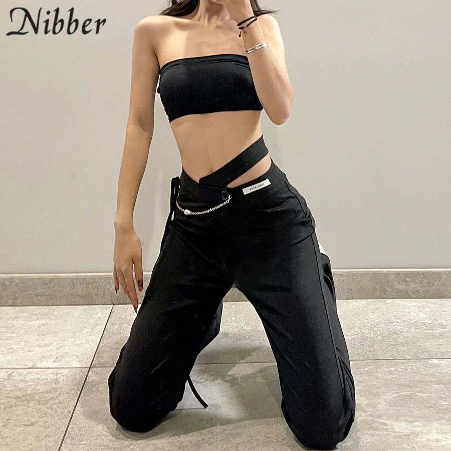 Модные Повседневные однотонные прямые брюки Nibber сексуальный дизайн с пуговицами