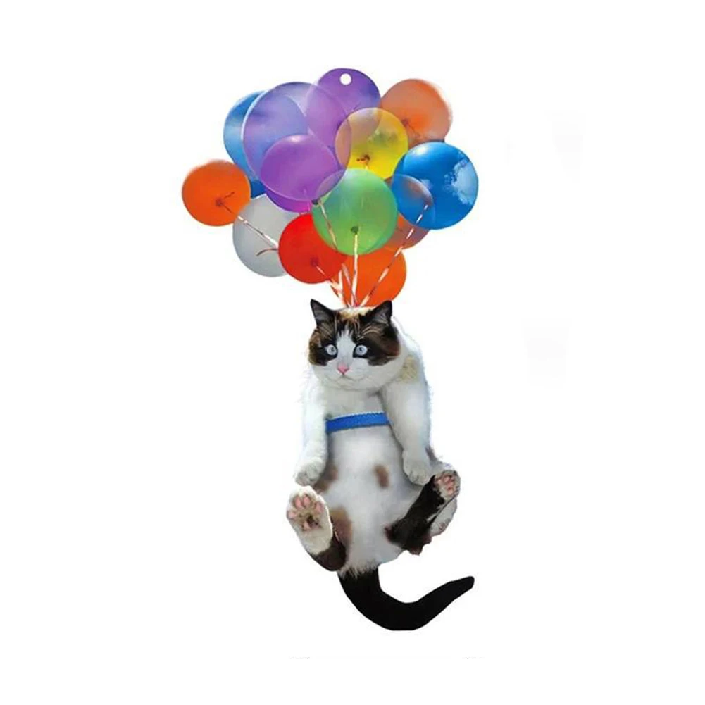 

Cartoon Cute Dog Cat Atuo Hanging Ornament With Colorful Balloon Parachute Home Accessories Decorations Hanging Ornament Decor