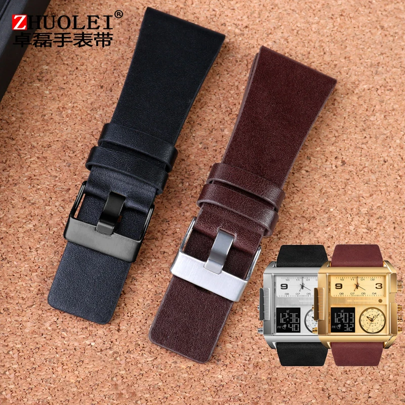 

For Diesel Watchbands Men's Wrist Large Size Watch Bands P-Olice 26MM 28MM 30MM 32MM Black Brown Genuine Calf Hide Leather Strap