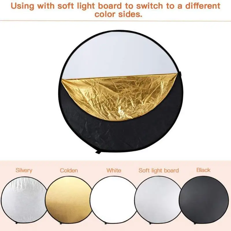 

5 in 1 Collapsible Light Round Photography Reflector for Studio Multi Photo Portable 60cm/80cm reflector photographic equipment