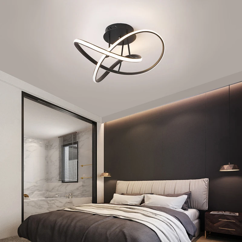 Современная светодиодная люстра черного/белого цвета для гостиной спальни