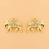 50pcslot antique gold lucky elephant charms pendants beads 2 sided for jewelry making findings accessories