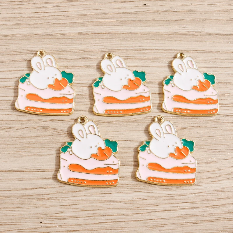 

10pcs 22*26mm Cute Enamel Rabbit Carrot Charms for DIY Making Pendants Necklaces Earrings Bracelets Handmade Jewelry Findings