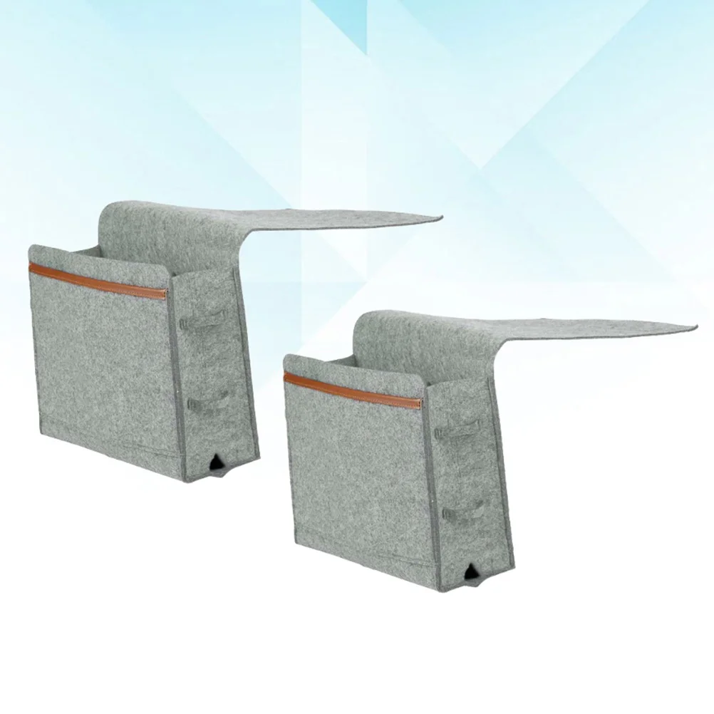 

1pc Housedhold Sofa Bedside Felt Hanging Bag Storage Pouch Oragnizer Bedside Storage Holder for Home (Light Grey)