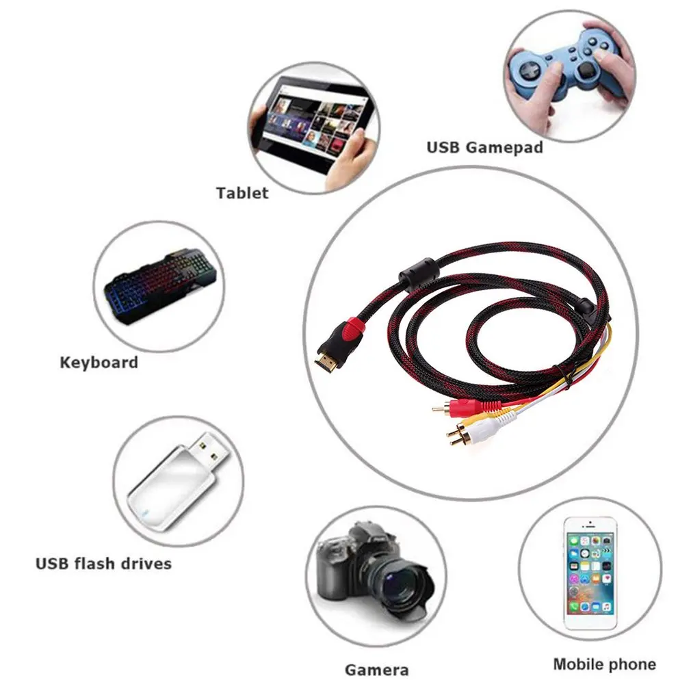 Изысканный дизайн прочный HDMI Мужской 3 RCA Видео Аудио AV компонент конвертер