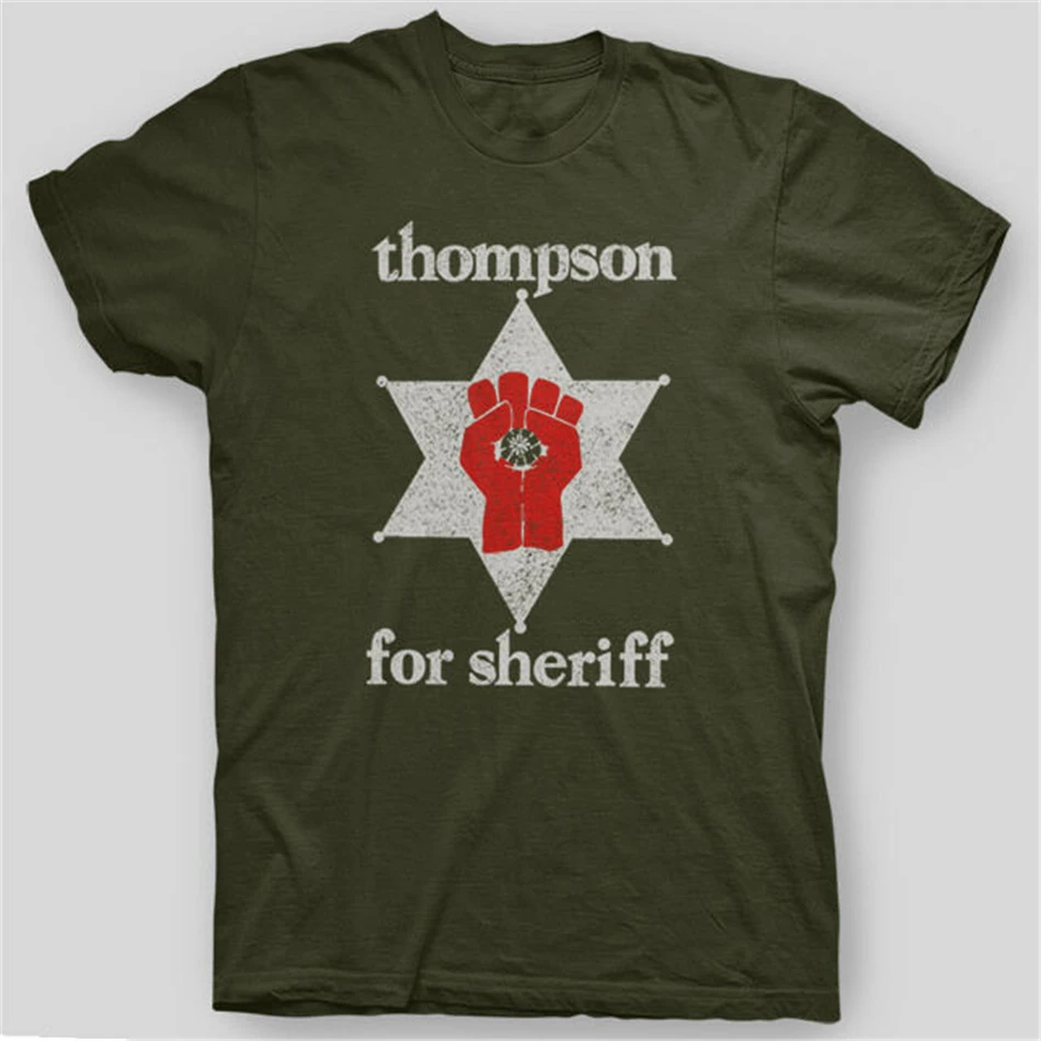 Футболка с S 5X принтом Hunter Thompson Sheriff Fear Loathing Gonzo|Мужские футболки| |