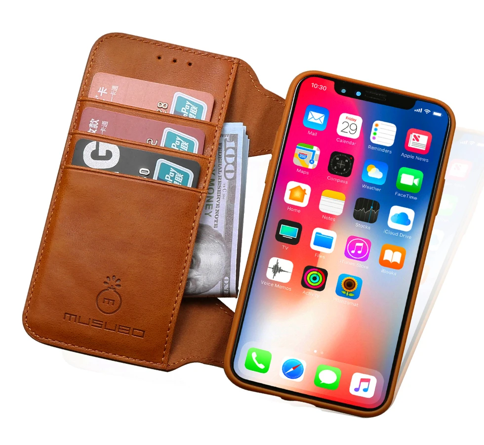 Musubo, роскошный кожаный чехол для iphone X, флип-чехол, силиконовый чехол, для iphone 8 Plus, 7, 6, 6s Plus, ТПУ, кошелек, держатель для карт, съемный