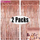 2 шт. в упаковке 1x2 м металлический блестки из фольги занавес с бахромой украшение для свадьбы девичника день рождения взрослый юбилей