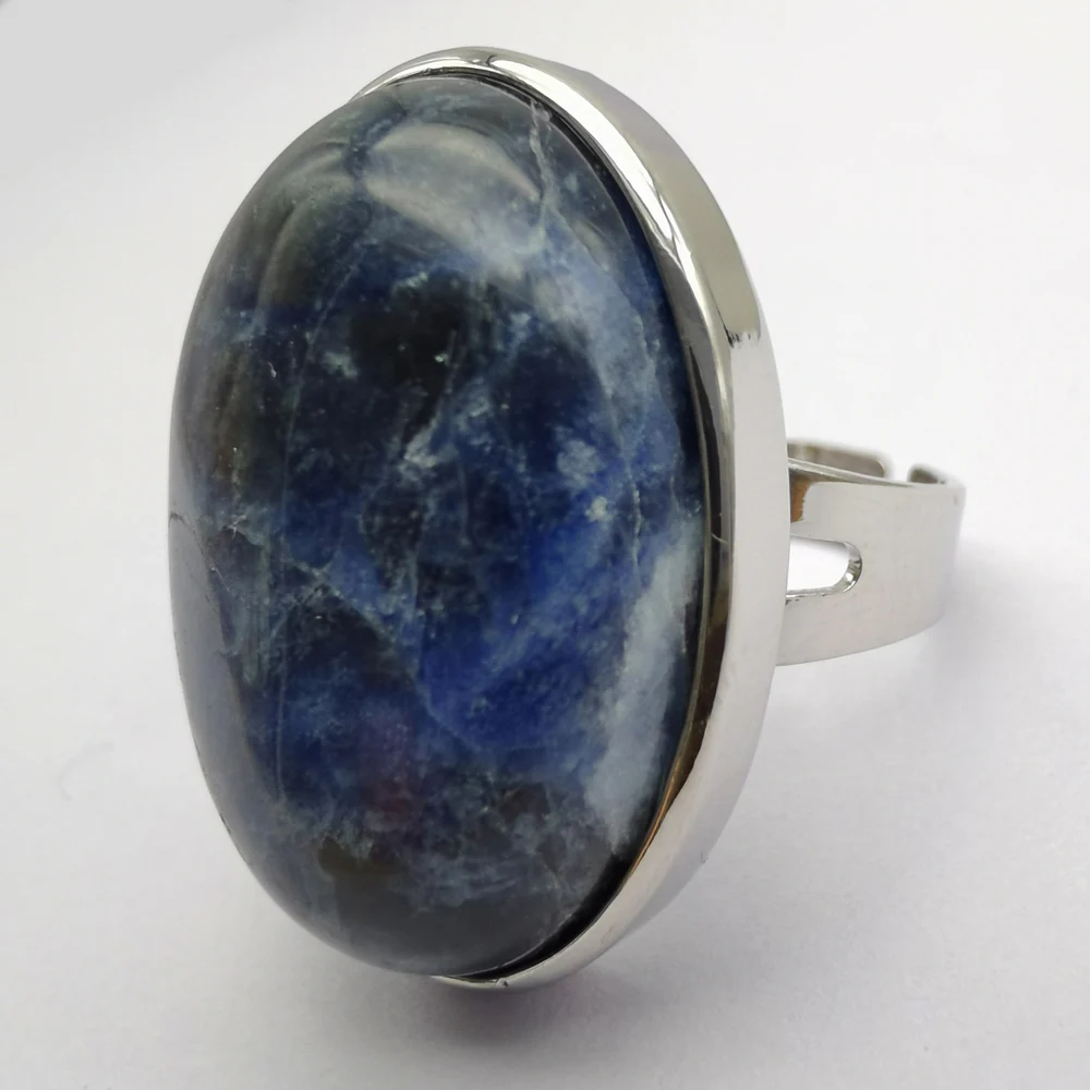 Sodalite Лабрадорит унакит эпидот Howlite Родонит Howlite камень Сердолик Овальный драгоценный камень палец кольцо Размер 8 ювелирные изделия для женщин подарок 1 шт - Цвет основного камня: Sodalite