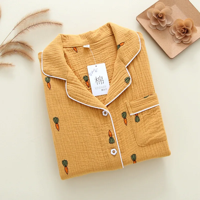 Пижама женская в японском стиле осенняя одежда для сна Хлопковая пижама с