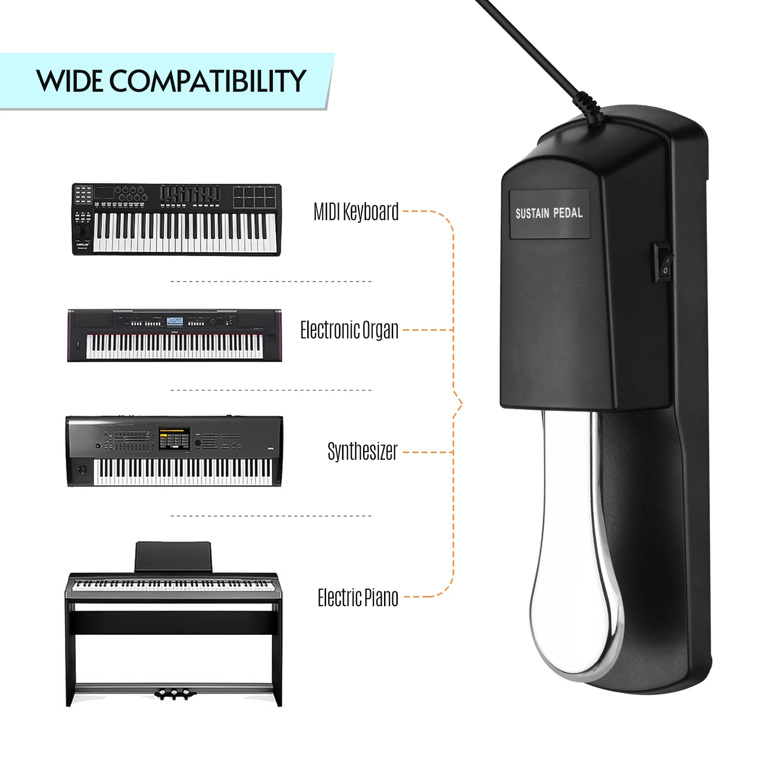 Педаль для клавиатуры Piano Sustain педаль демпфер штепсельная вилка 6 35 мм совместима