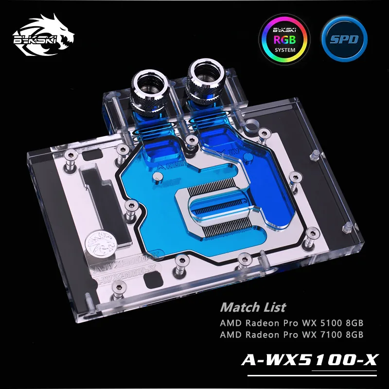 Bykski полный охват GPU водный блок для AMD Radeon Pro WX 5100 7100 8 Гб видеокарта A WX5100 X|Кулеры и