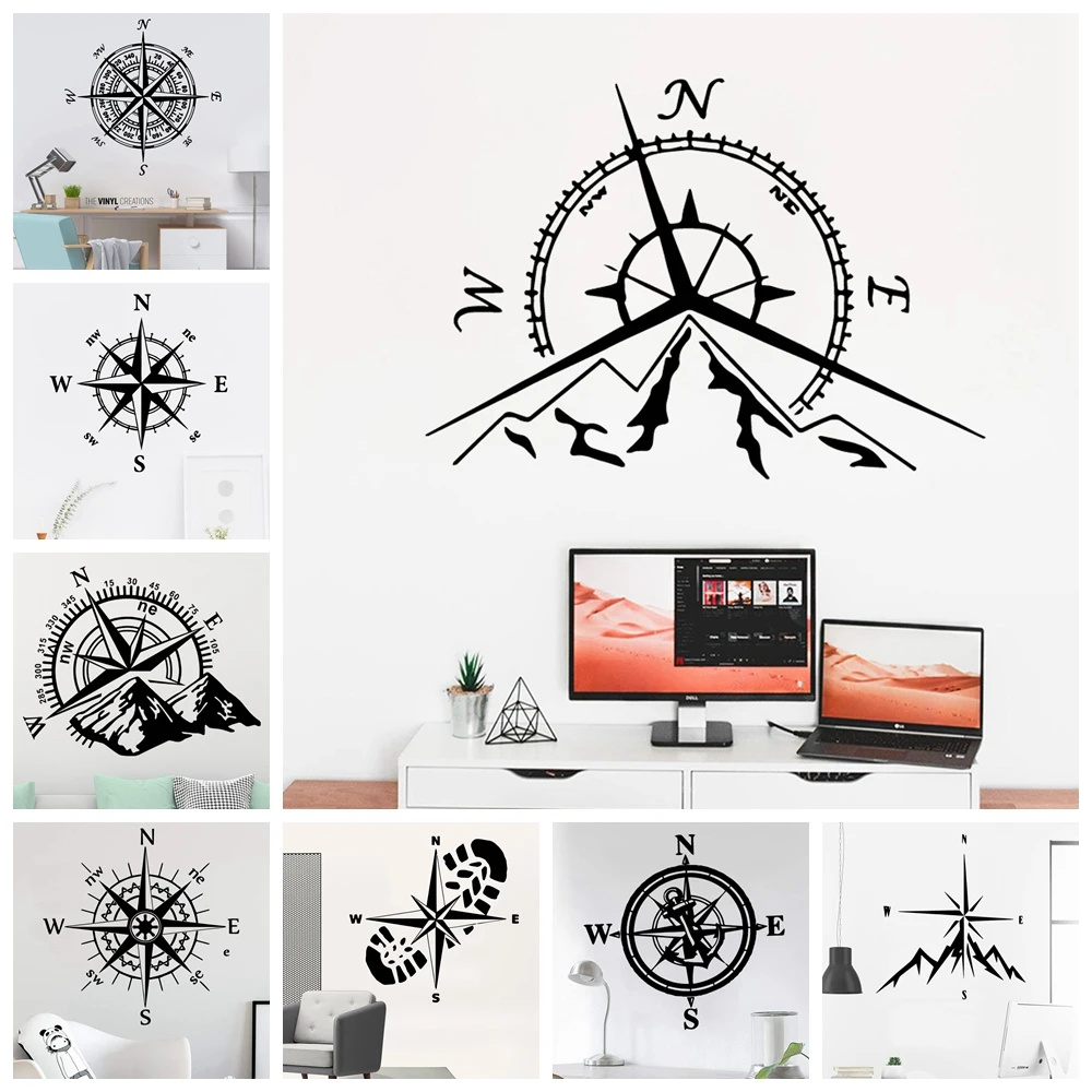 

Creative Wall Sticker Mountains And Compass Wallpaper Wall Decals For Living Room Vinyl Stickers Decor Kids Rooms Wall Decal