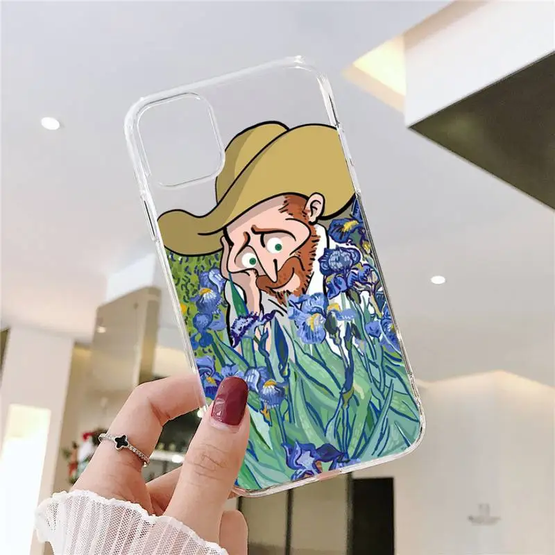 

Aesthetic Van Gogh graffiti Phone Case Transparent for iPhone 6 7 8 11 12 s mini pro X XS XR MAX Plus SE cover funda