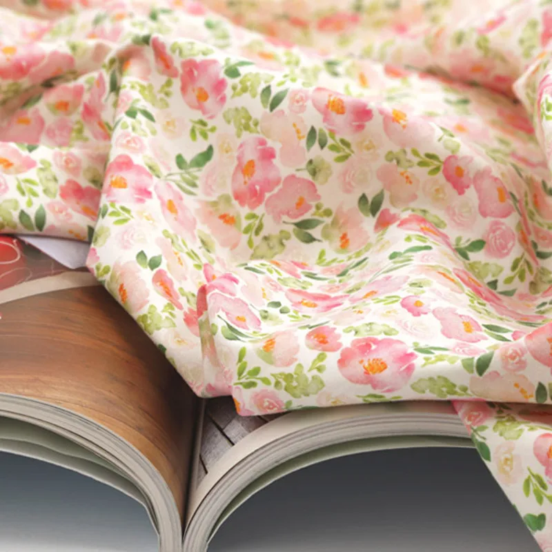 Половина ярд импорт однотонного хлопкового полотна с сад цветочным принтом