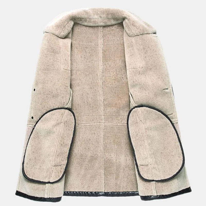 Дизайнерская зимняя мужская кожаная куртка из искусственной овечьей кожи с