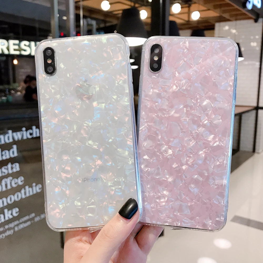 Оболочка жемчужные чехол для iphone 12 6 7 8 плюс размер 11 Pro X XS Max XR SE 2nd с сияющими